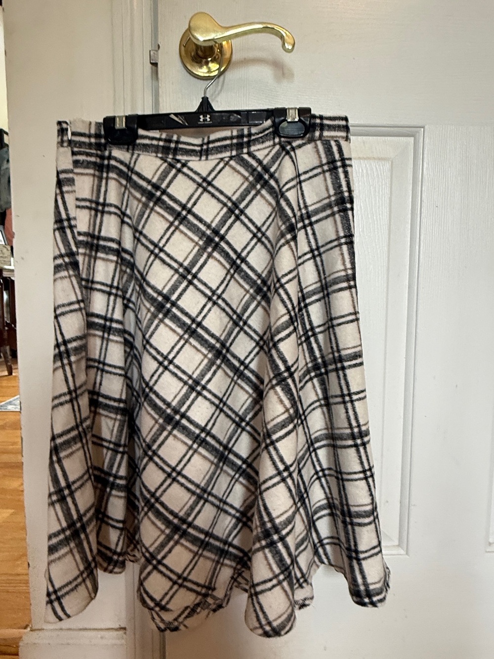 Allegra K Cream and Black Plaid Circle Skirt